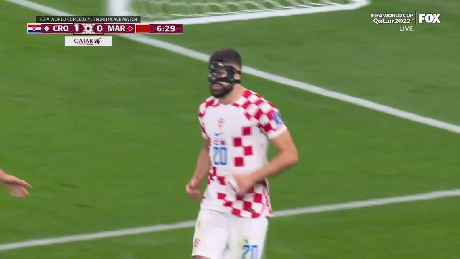 Croatia's Josko Gvardiol scores vs. Morocco in 6'