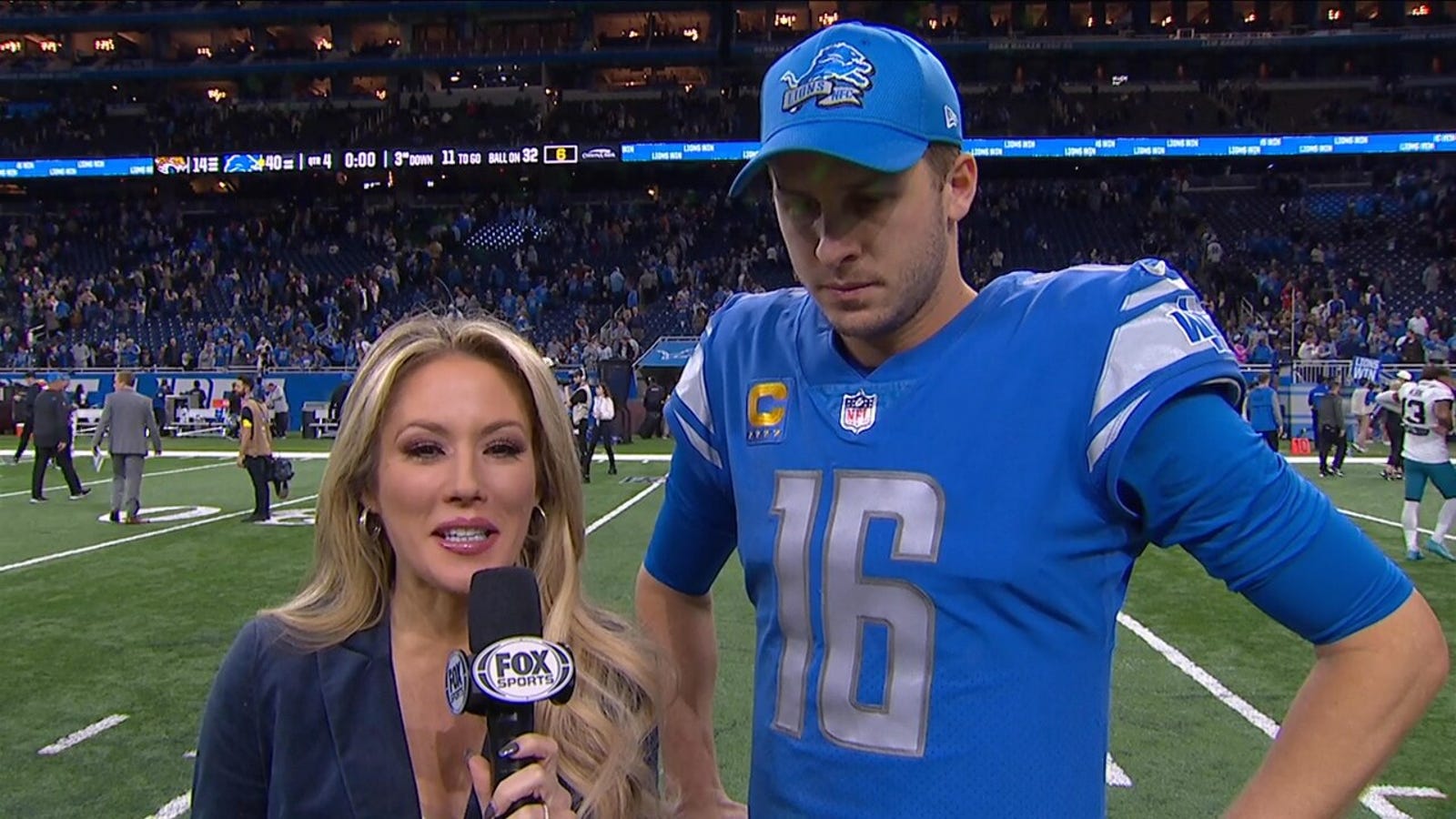 Jared Goff talks with Jen Hale about why the Lions were able to move the ball so well in the 40-14 victory.