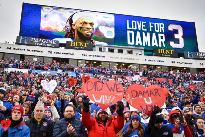 'Heart is with you': Hamlin backs Bills from home