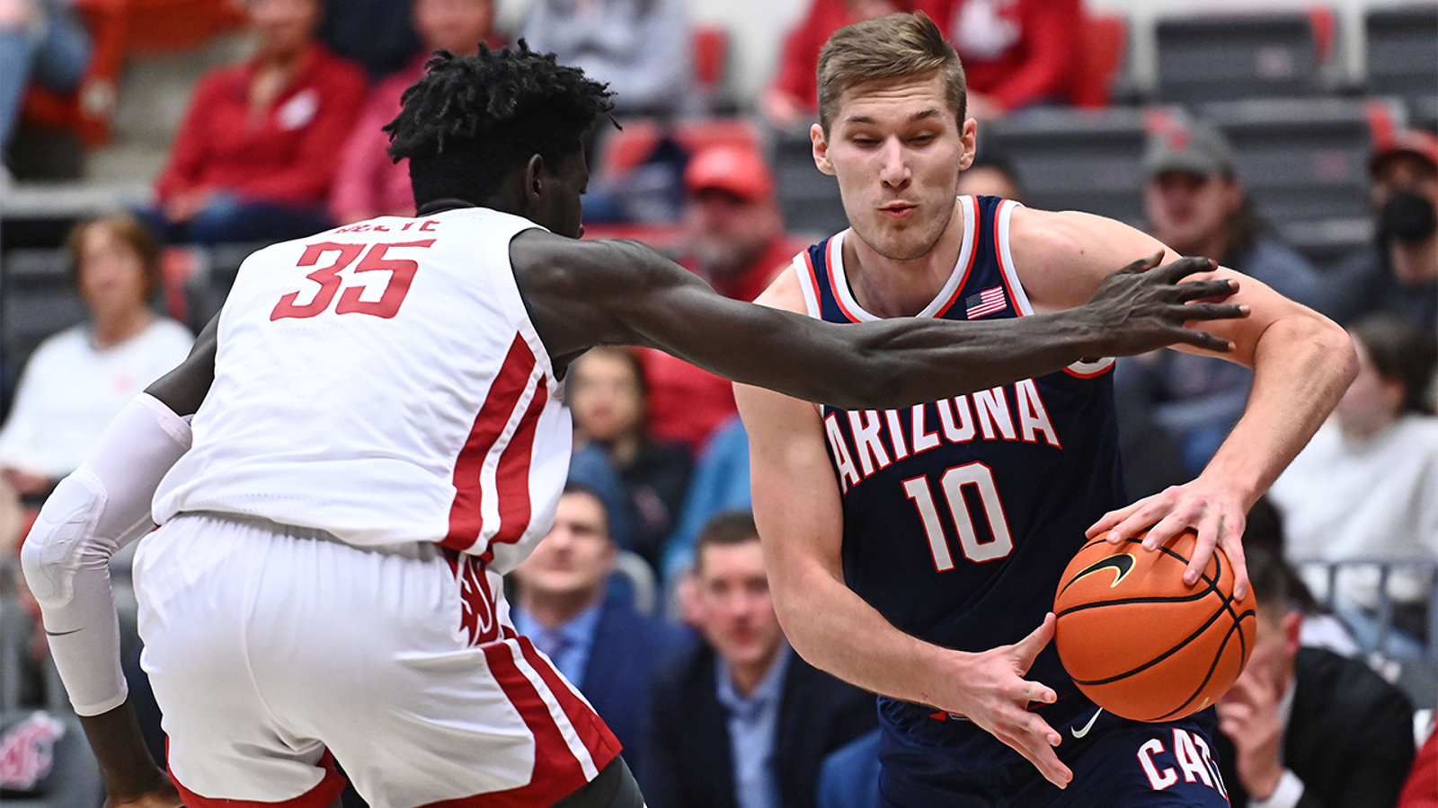 Azuolas Tubelis' double-double leads Arizona to a 63-58 win against Washington State