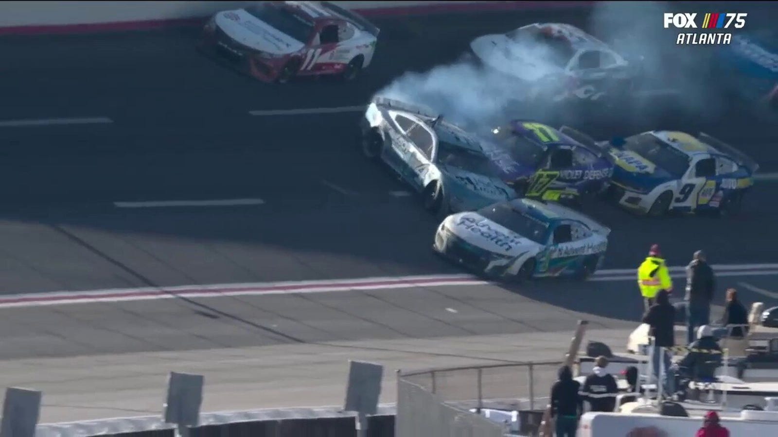 Kevin Harvick gets spun and wrecks at the Ambetter Health 400