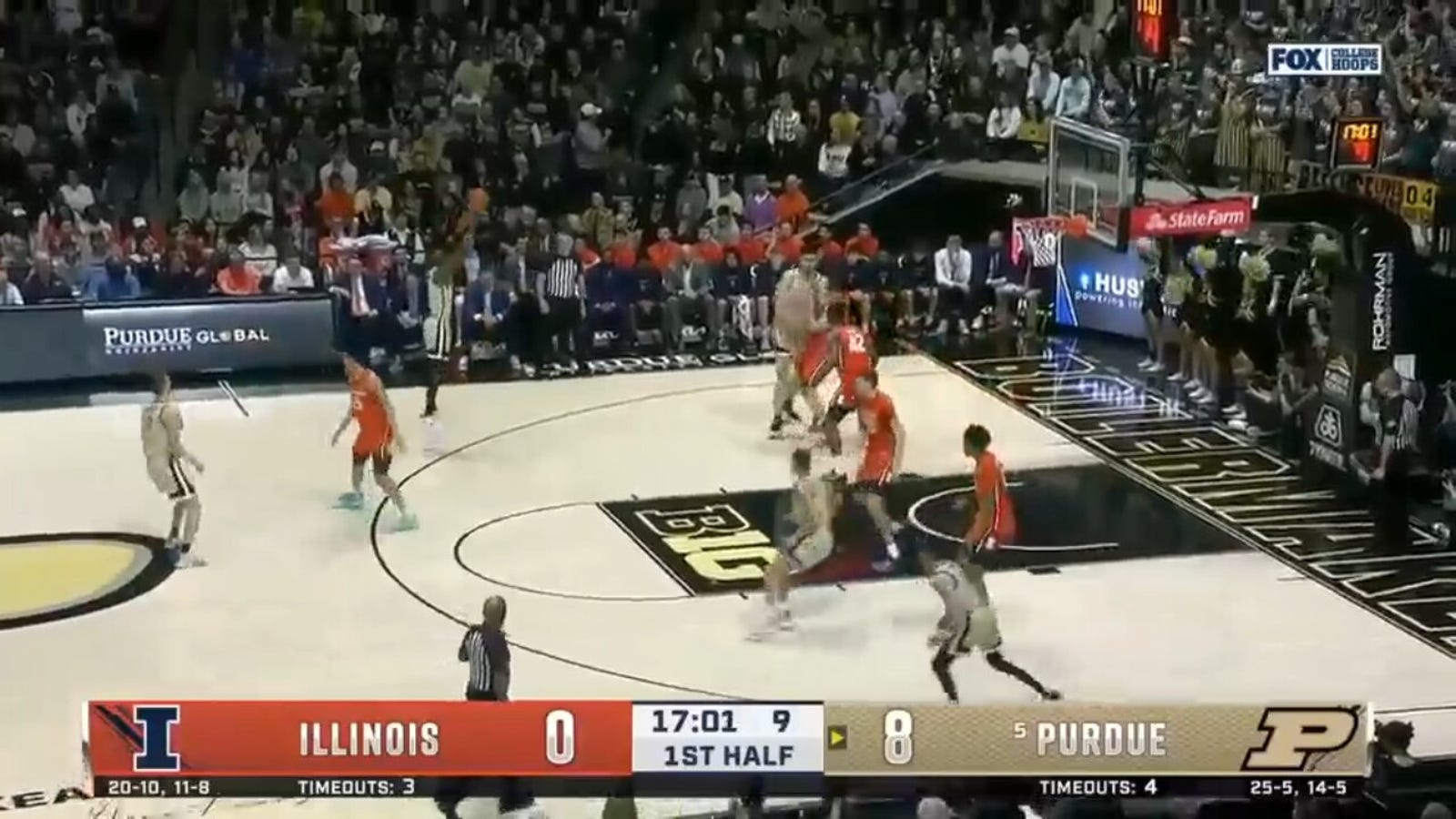 Brandon Newman drains a triple as Purdue jumps out to 11-0 lead vs. Illinois