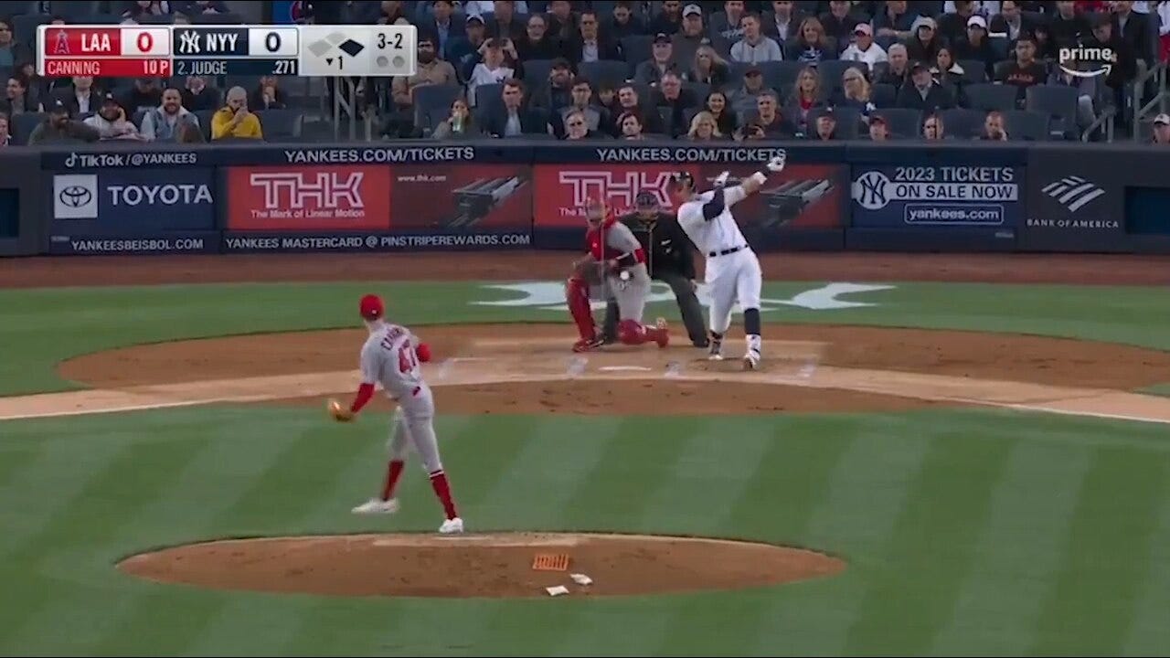 Aaron Judge CRUSHES a two-run homer to help the Yankees grab an early 2-0 lead over Angels