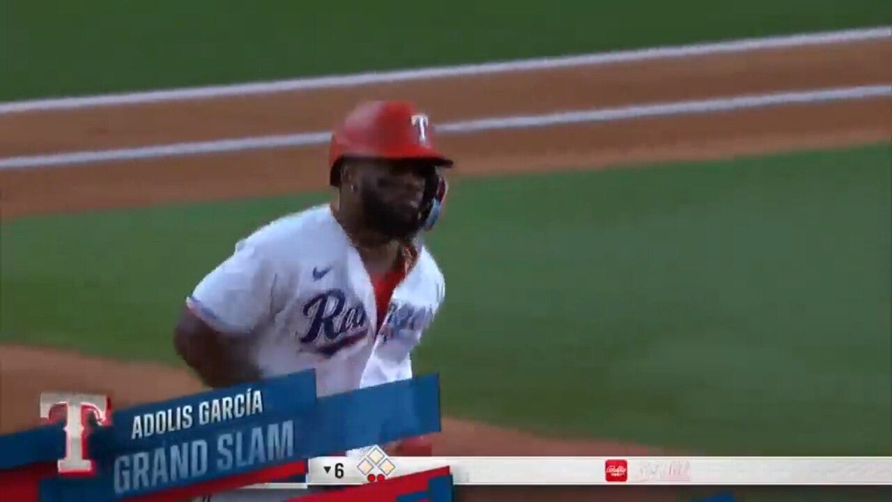 Adolis García hits a GRAND SLAM for the Rangers, extending their deep lead over the Royals