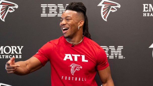 Bijan Robinson shares that this is his second stint with the Falcons