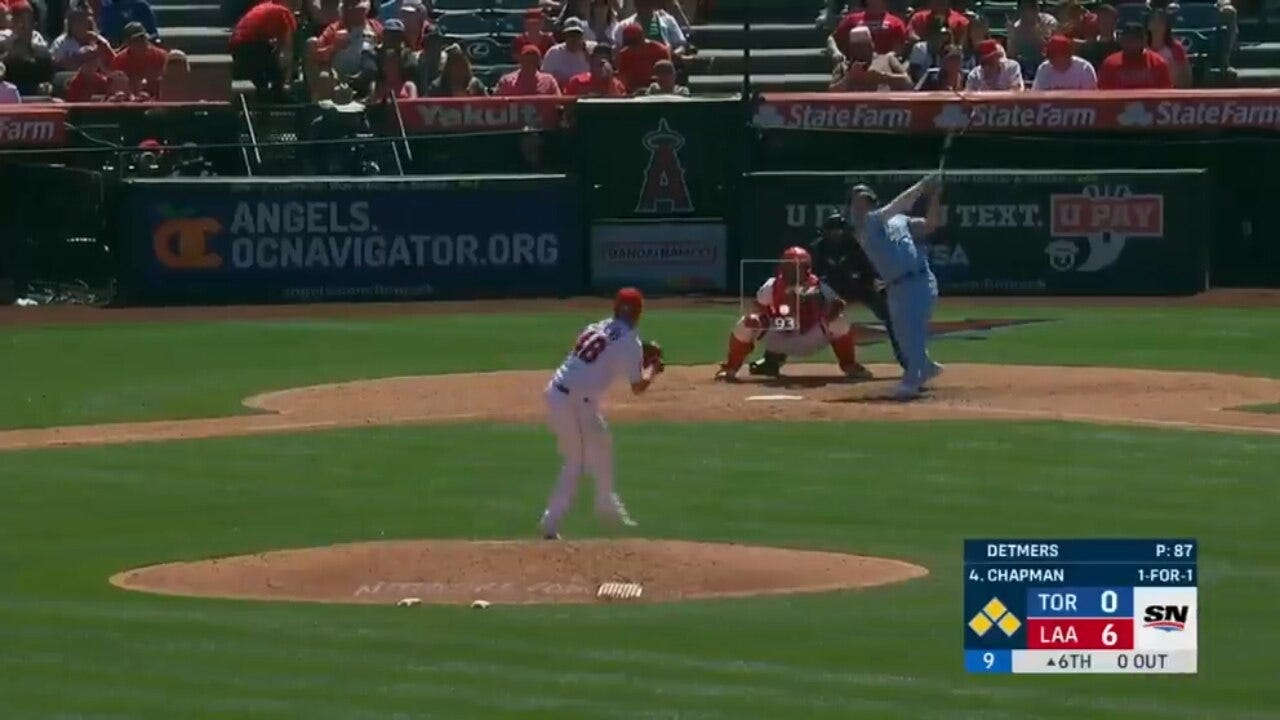 Blue Jays' Matt Chapman smashes a grand slam vs. the Angels in the sixth inning