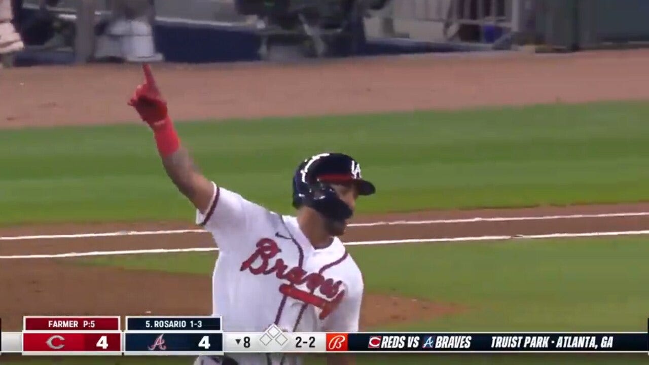 Braves' Eddie Rosario BLASTS a go-ahead solo home run to seal a 5-4 win over the Reds