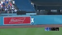 Dodgers center fielder Jason Heyward makes a fantastic one-handed grab to rob the Cubs' Nico Hoerner of a hit