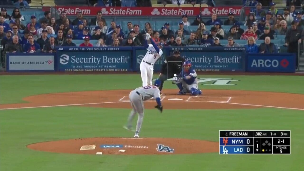 Freddie Freeman CRUSHES a solo homer to give the Dodgers an early 1-0 lead over the Mets