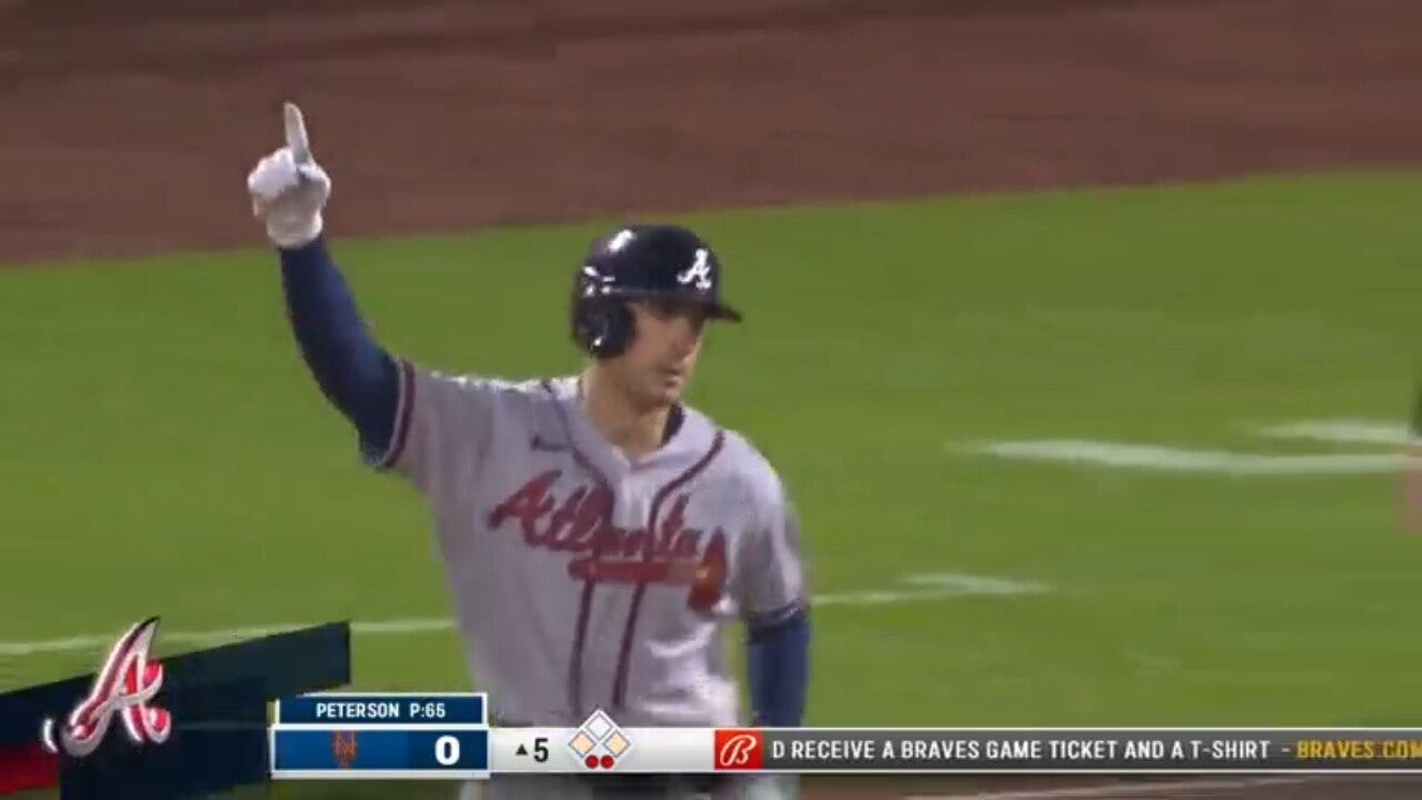 Matt Olson crushes a three-run homer, extending the Braves' lead over the Mets