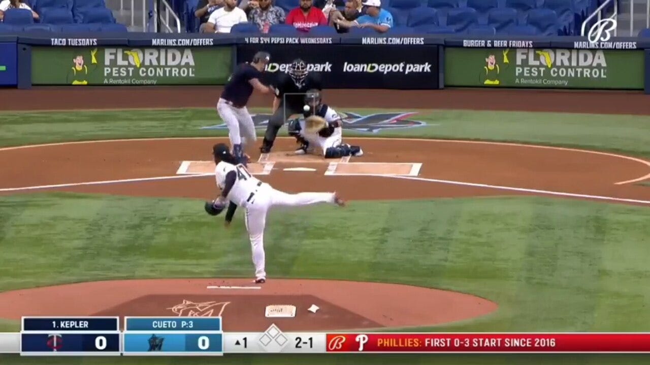 Max Kepler gives the Twins an early 1-0 lead over the Marlins with his solo home run