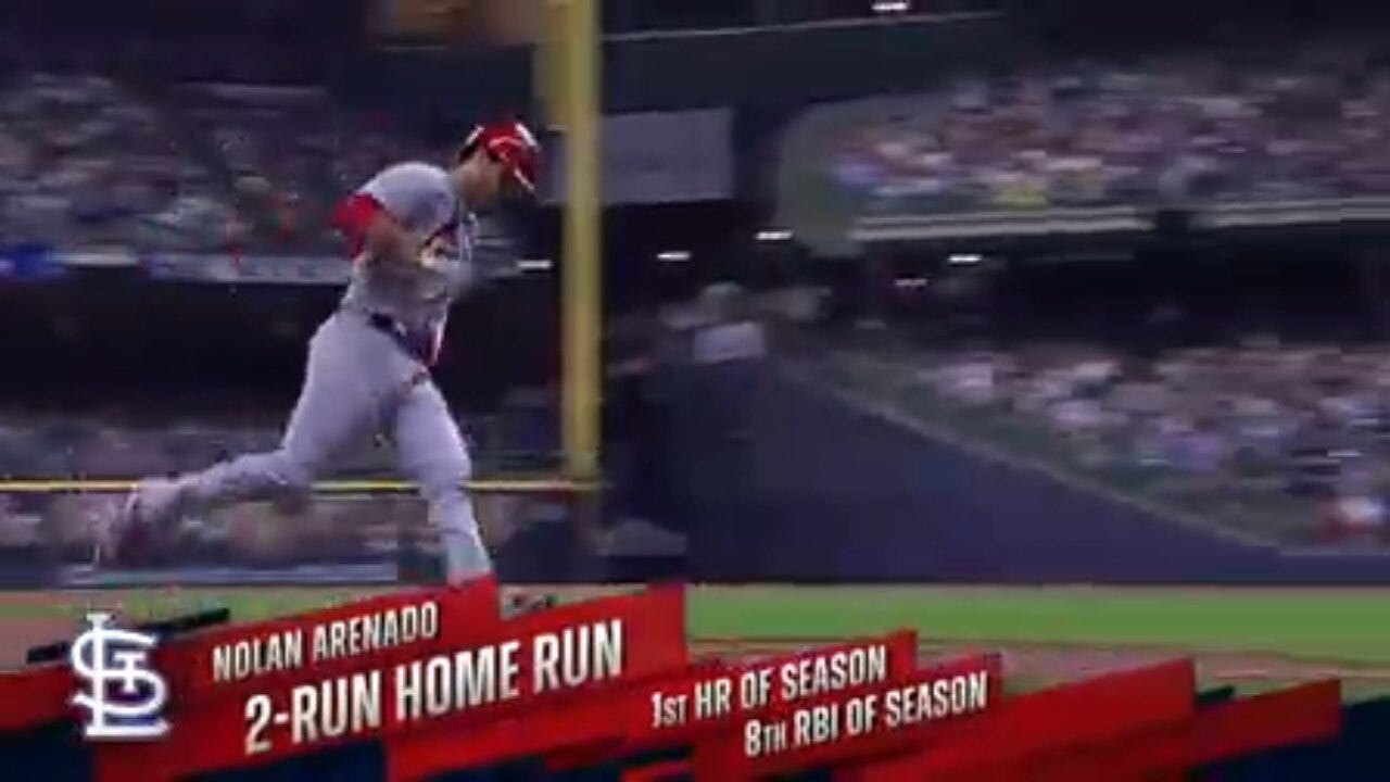 Nolan Arenado cranks a two-run home run to give the Cardinals a 4-0 lead over the Brewers