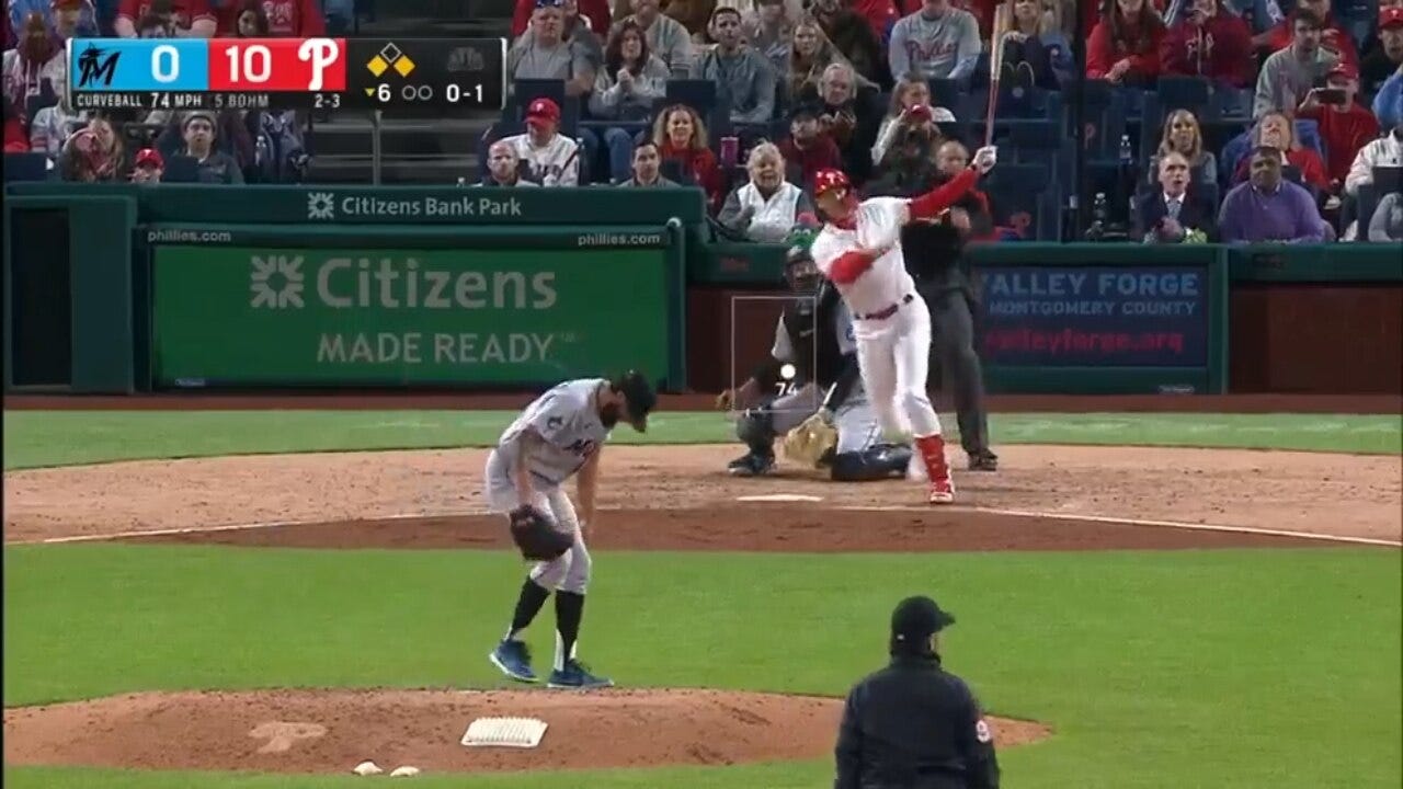 Phillies' Alec Bohm muscles a 440 ft three-run home run for his sixth RBI