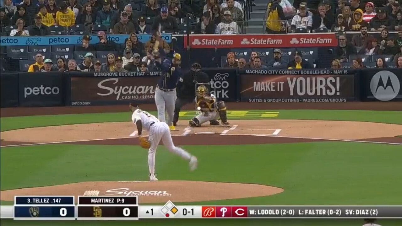 Rowdy Tellez CRUSHES a two-run homer to give Brewers an early 2-0 lead over Padres