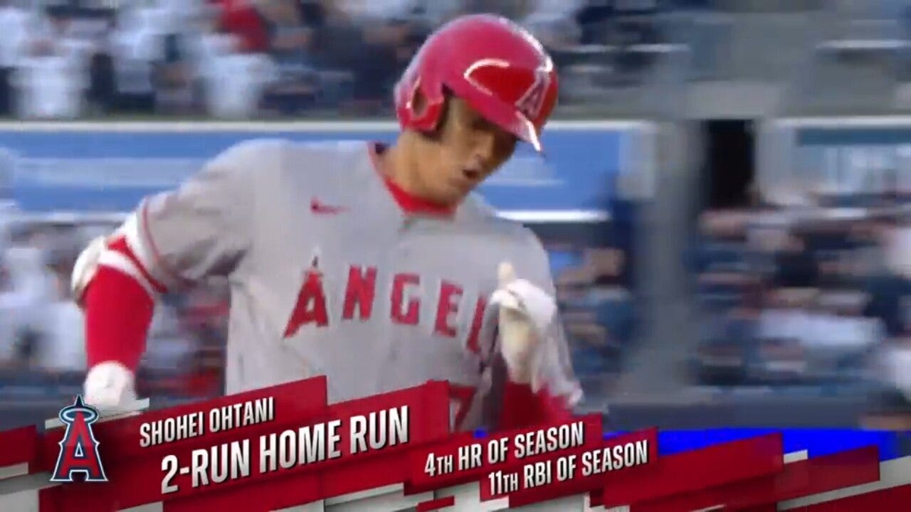 Shohei Ohtani fires a two-run homer to right center field, Angels take 2-0 lead