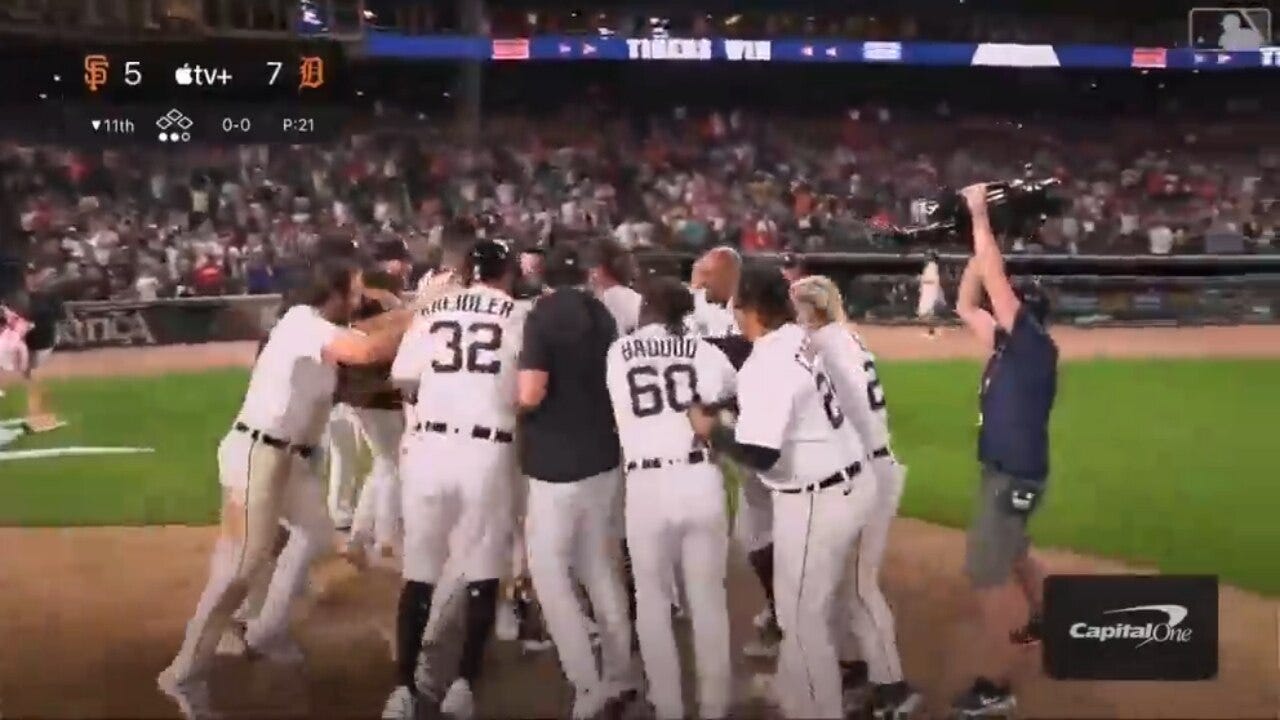 Tigers' Nick Maton smashes a CLUTCH three-run blast to walk off the Giants 7-5 in the 11th