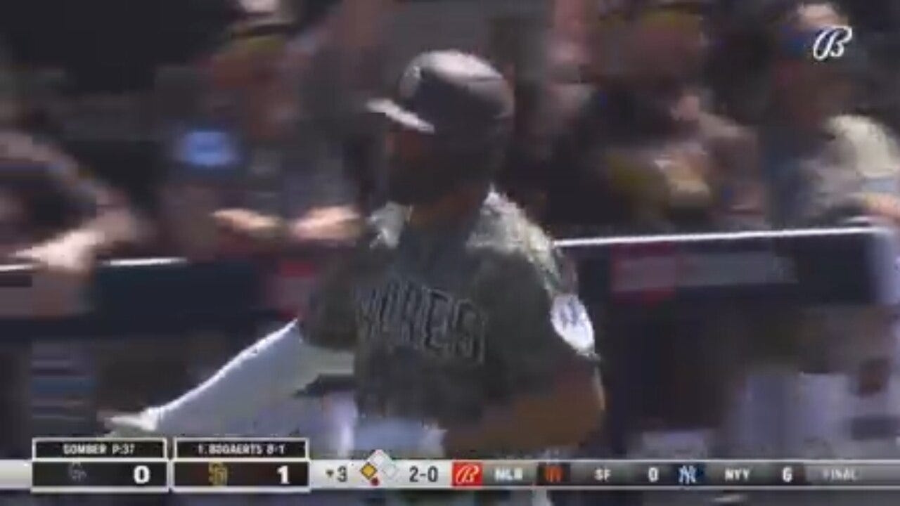 Xander Bogaerts launches a two-run homer to extend the Padres' lead over the Rockies