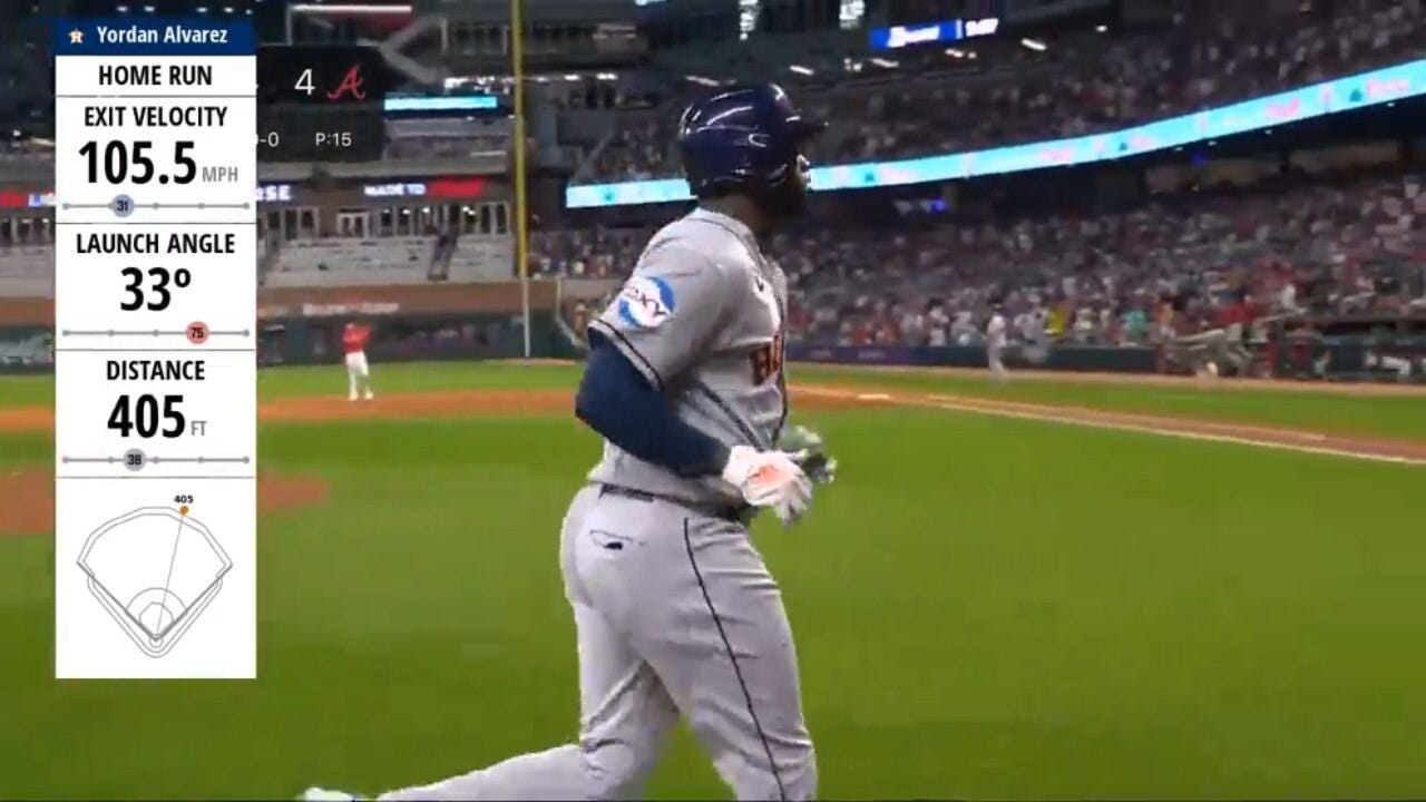 Yordan Álvarez cranks a two-run home run to give the Astros the lead over the Braves