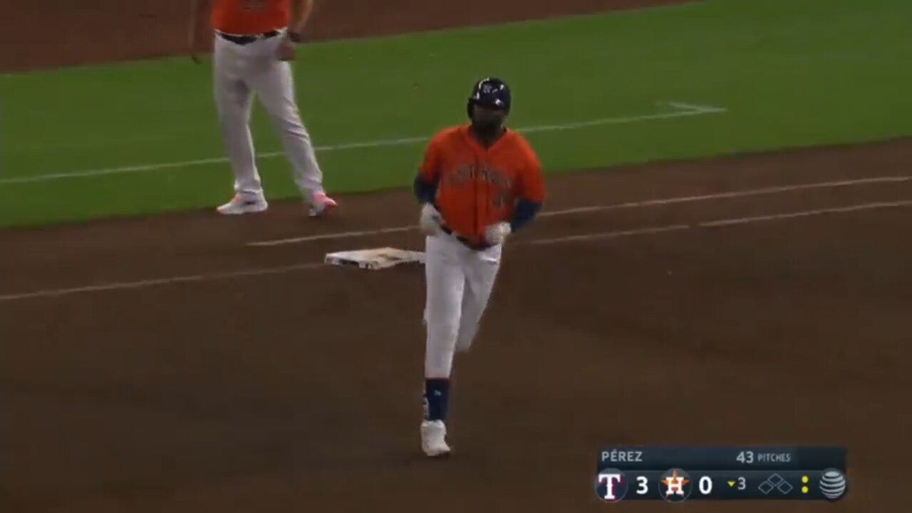 Yordan Alvarez hits an opposite-field home run to help Astros trim into Rangers' lead