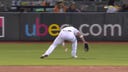 Athletics' Ryan Noda makes an absurd, NO LOOK between-the-legs throw against Diamondbacks