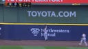 Giants' Mike Yastrzemski makes a spectacular grab to rob his former teammate Darin Ruf of a homer in the first inning