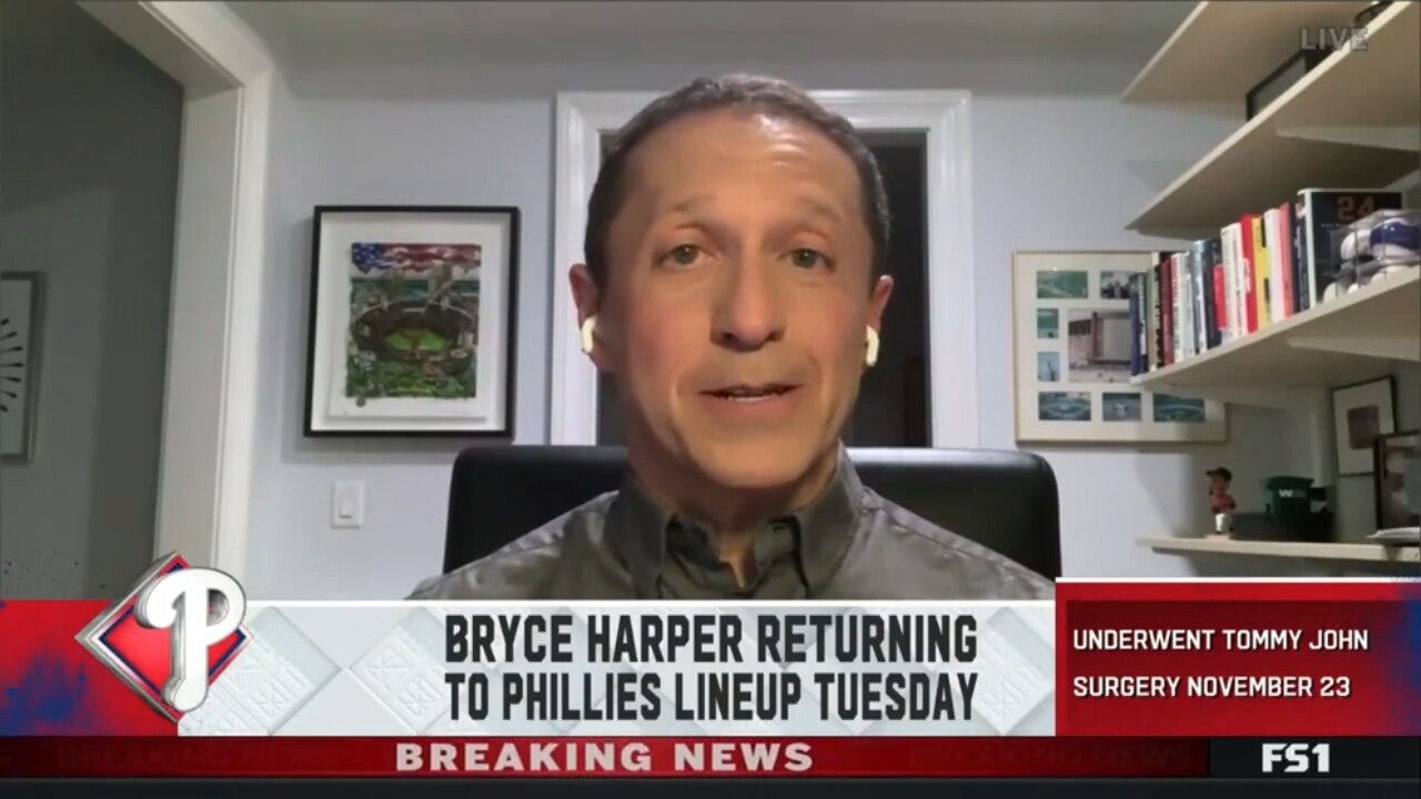 Ken Rosenthal on Bryce Harper returning to Phillies' lineup on Tuesday after having Tommy John surgery in November