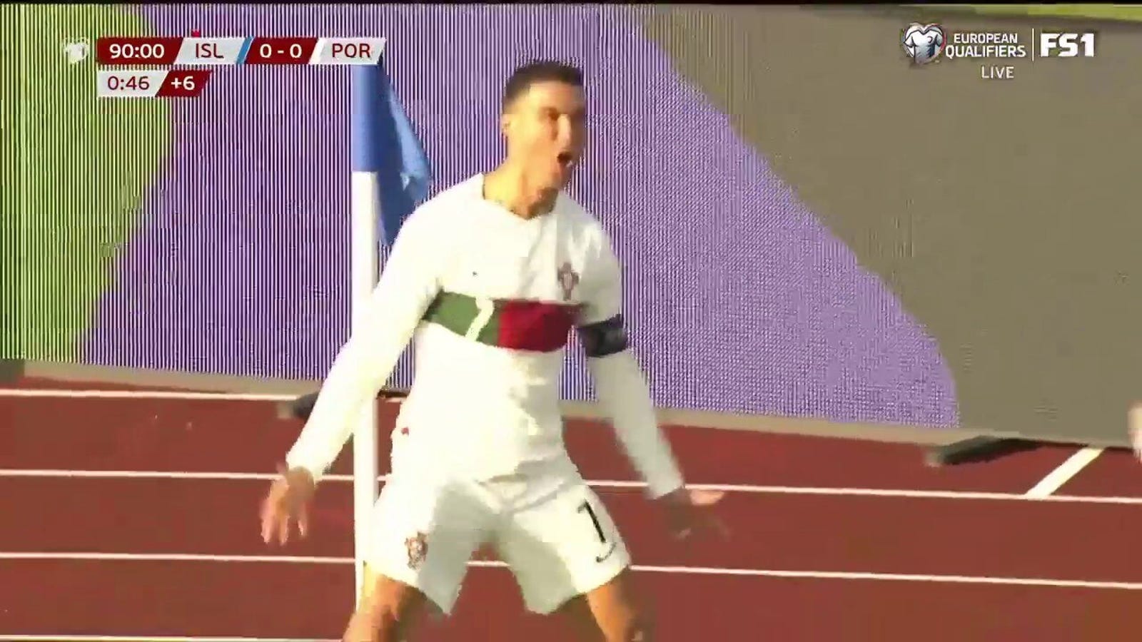 Cristiano Ronaldo scores in the 89th minute to give Portugal a 1-0 lead against Iceland