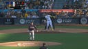 Padres' Manny Machado sends a three-run shot to the top deck in left-center, cutting into the Guardians' lead in the second