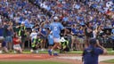 Super Bowl MVP and Royals co-owner Patrick Mahomes went yard at a celebrity softball game at Kauffman Stadium