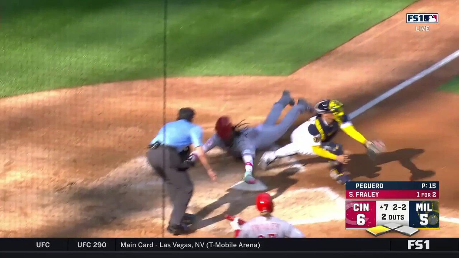 Elly De La Cruz steals third AND home in WILD play to extend the Reds' lead over the Brewers