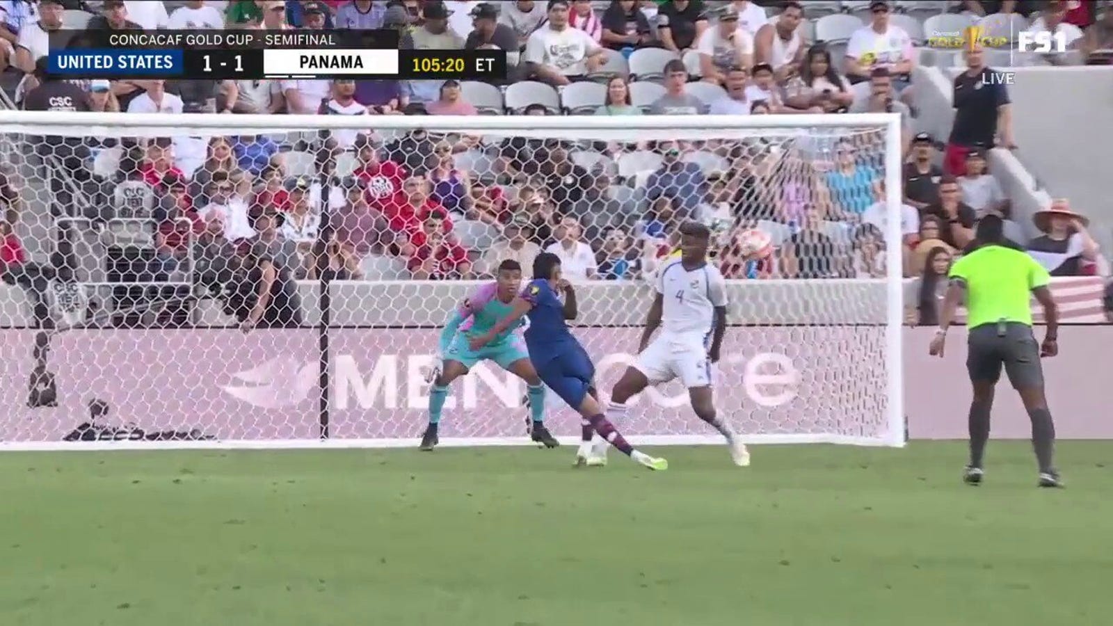 United States' Jesús Ferreira volleys it to tie the match against Panama in the Gold Cup