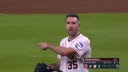 Astros' Justin Verlander uses choice words when Red Sox Manager Alex Cora contests the umpire's call