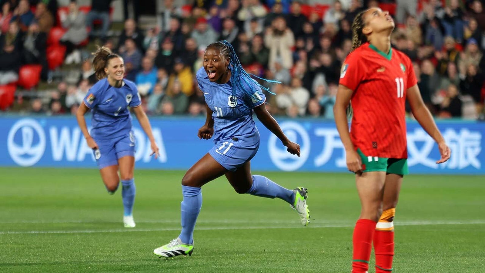 France's Kadidiatou Diani scores goal vs. Morocco in 15'