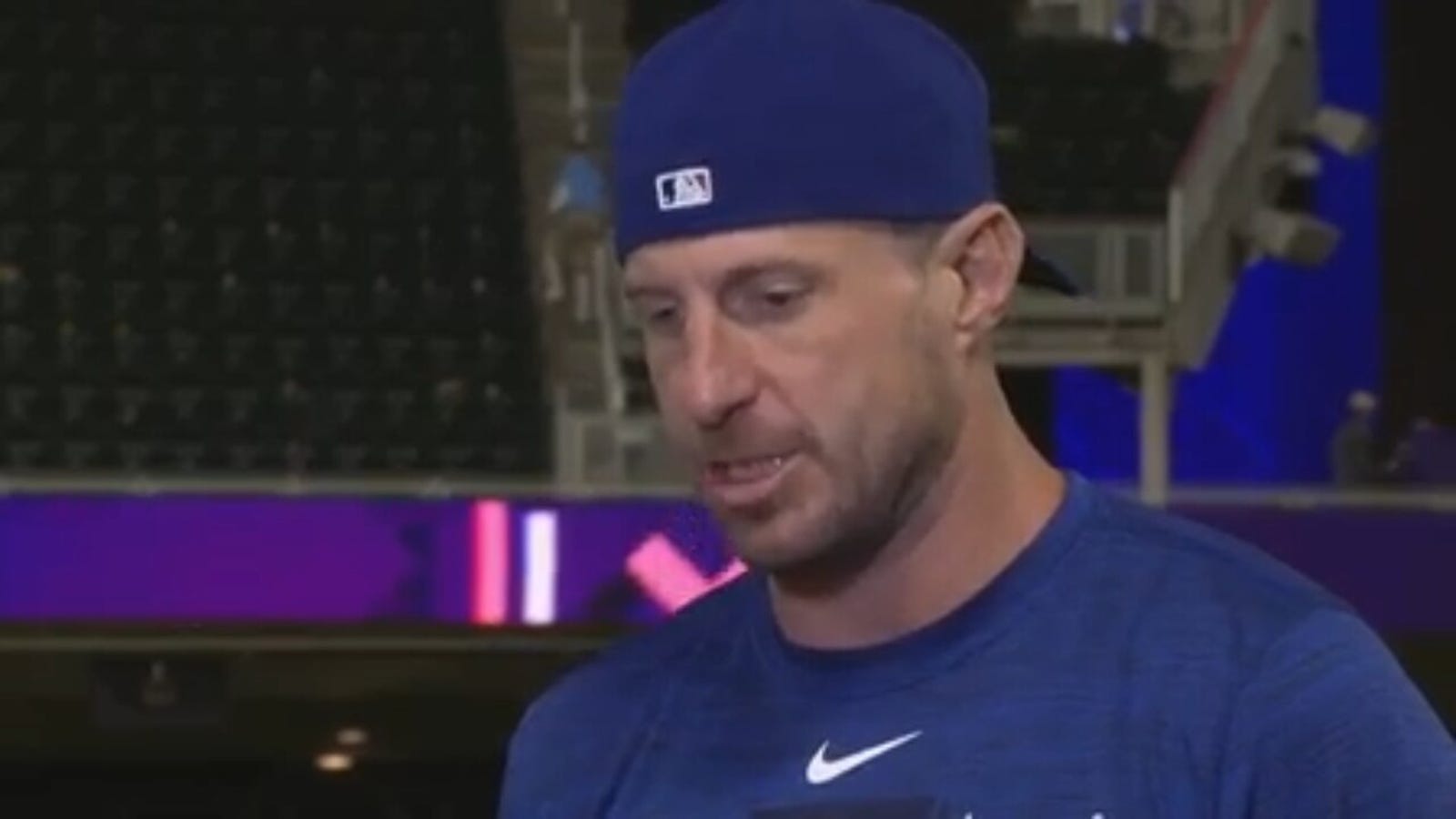 Max Scherzer speaks with Ken Rosenthal after Rangers' win over Twins