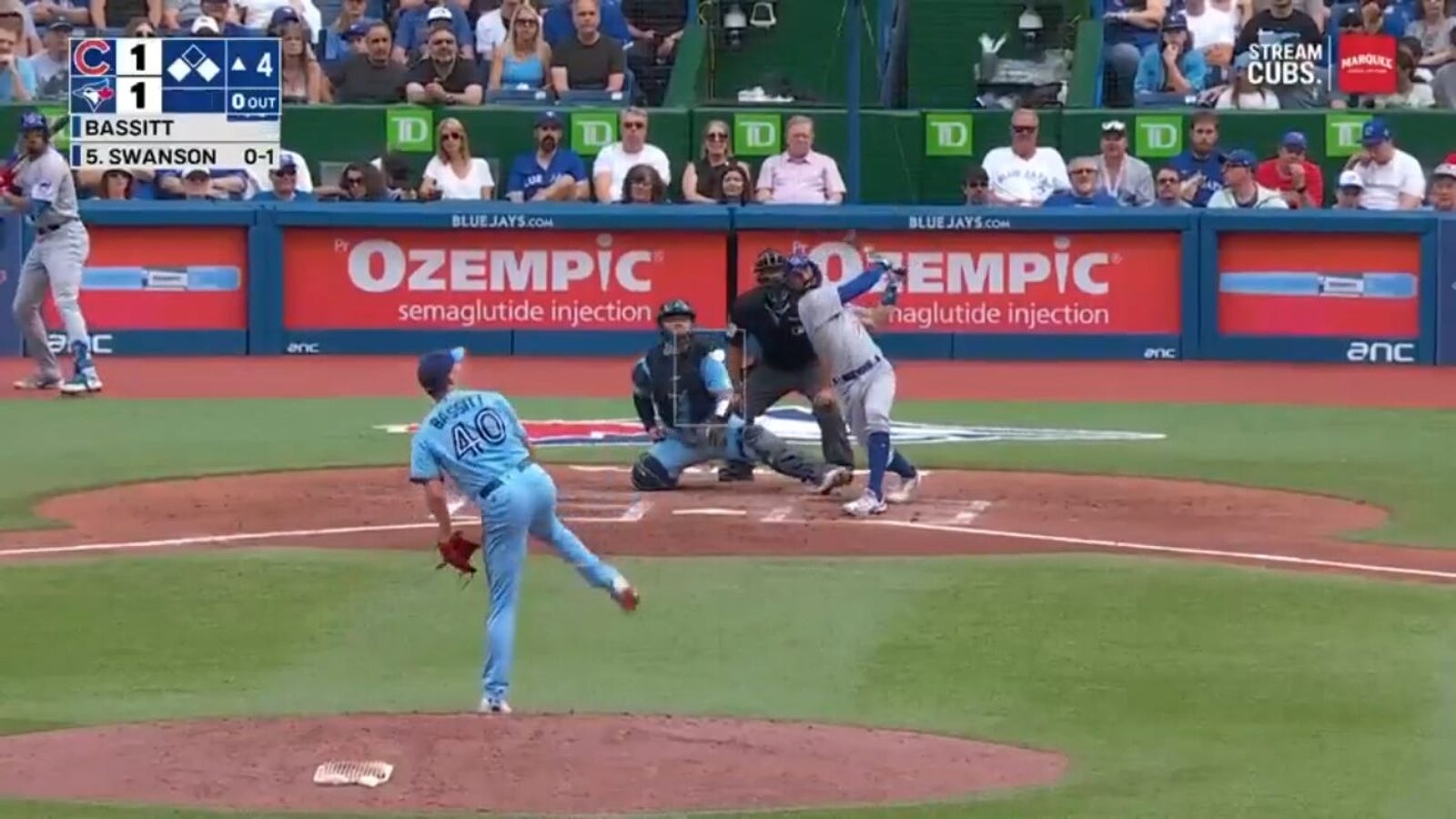 Dansby Swanson slams 429-foot homer as Cubs take lead over Blue Jays