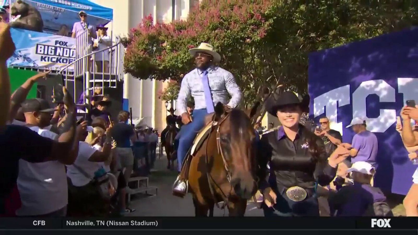 Mark Ingram makes his GRAND ENTRANCE to the 'Big Noon Kickoff' crew