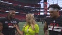 Falcons' Bijan Robinson and Tyler Allgeier after defeating the Panthers, 24-10 | Postgame Interview