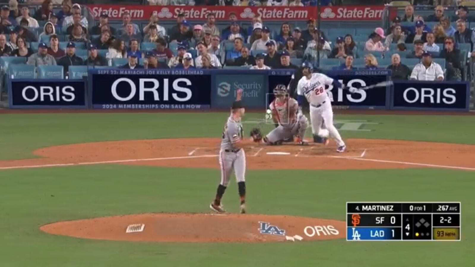 J.D. Martinez goes OPPO for solo HR to extend Dodgers' lead over Giants