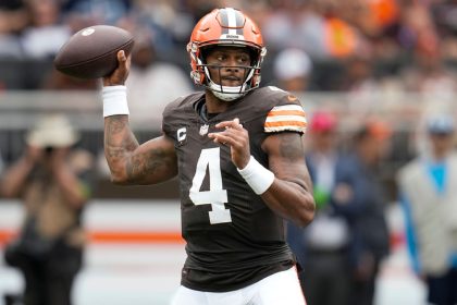 Browns QB Watson throws passes in practice