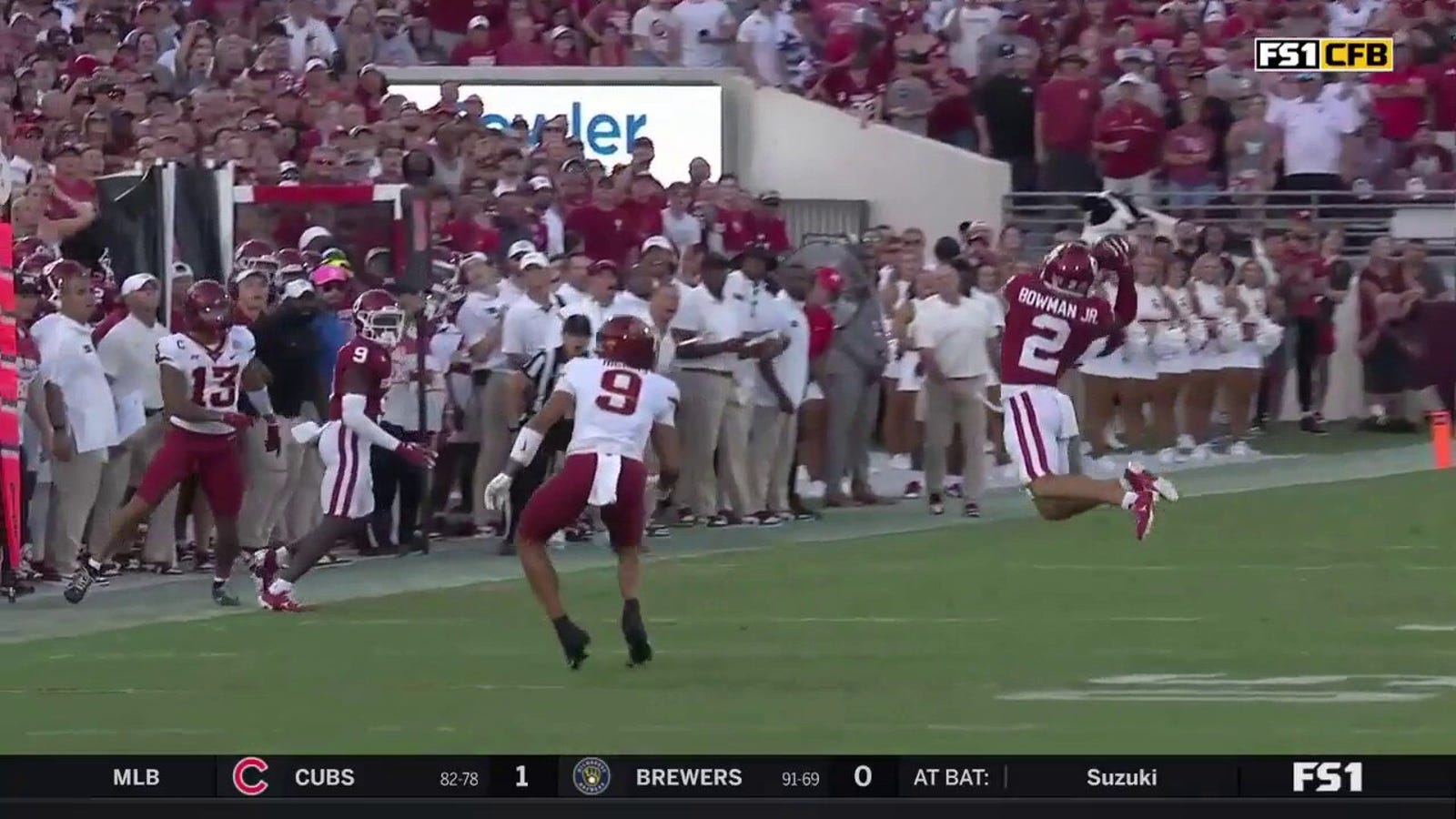 Billy Bowman's 45-yard pick six helps Oklahoma strike first against Iowa State