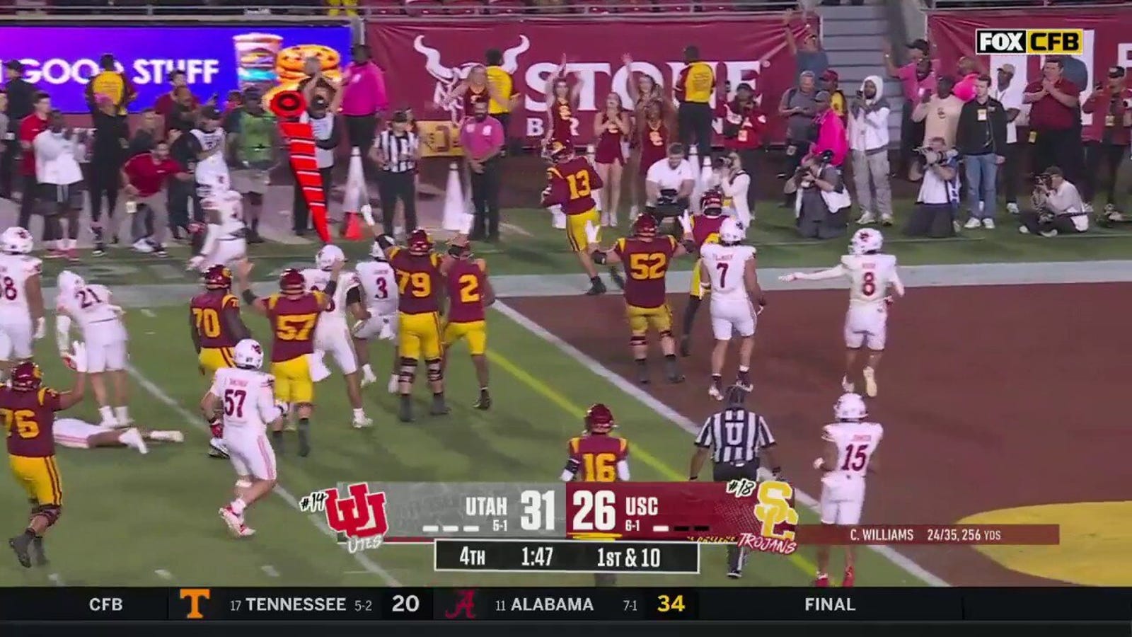 Zachariah Branch’s punt return sets up Caleb Williams’ 11-yard touchdown grabbing a USC lead over Utah