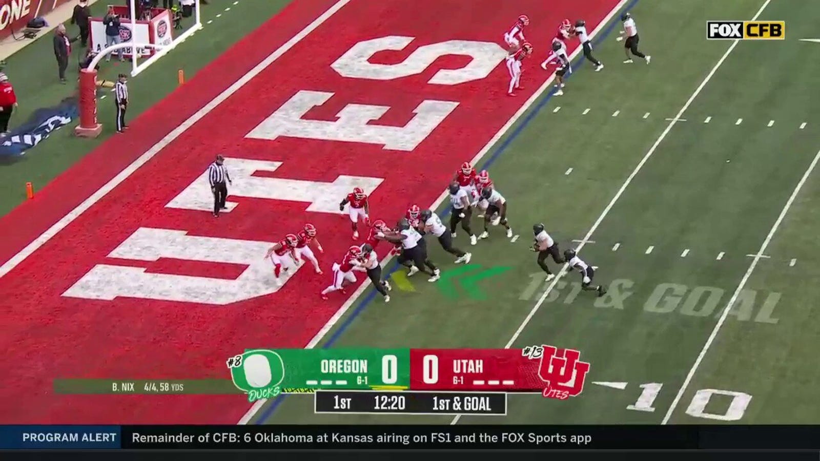 Oregon QB Bo Nix bulldozes past Utah's defense for 1-yard rushing TD