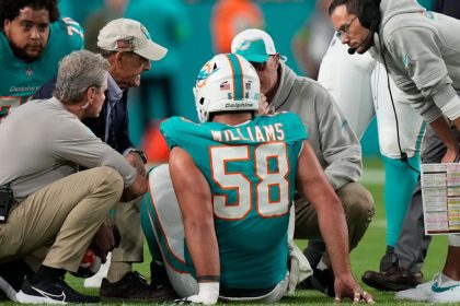 Dolphins lose starting center Williams to torn ACL