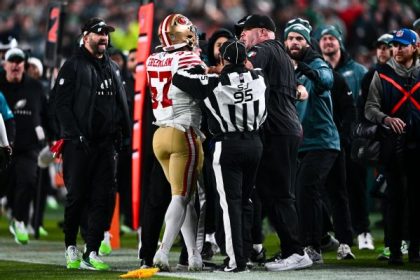 SF's Greenlaw, Eagles staffer exchange apologies