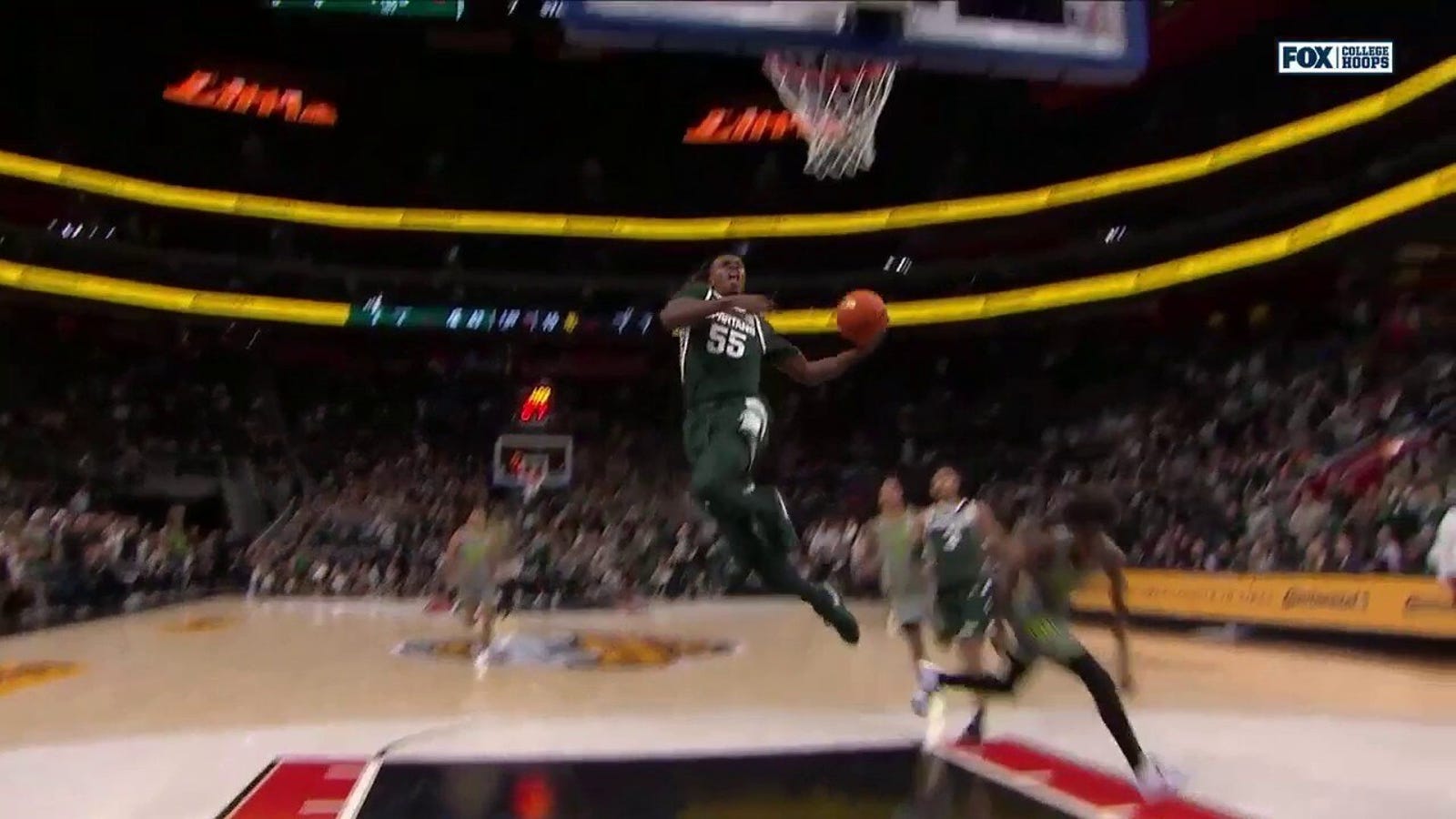 Coen Carr pulls off a WINDMILL jam as Michigan State extends its lead over Baylor