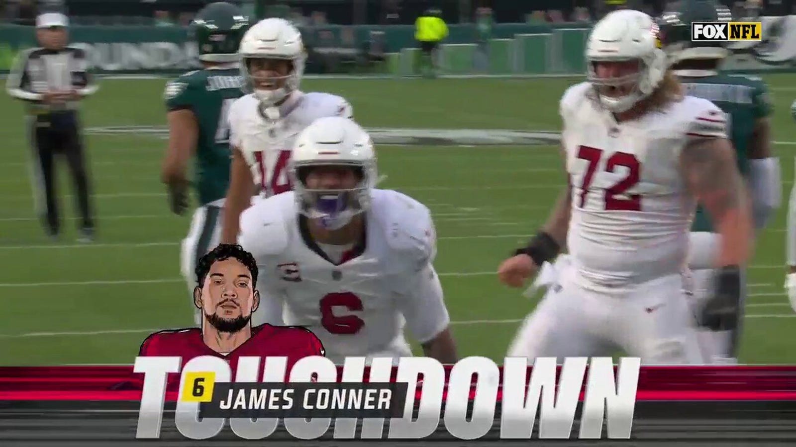 Cardinals' James Conner dives for a game-winning touchdown in 35-31 upset over Eagles