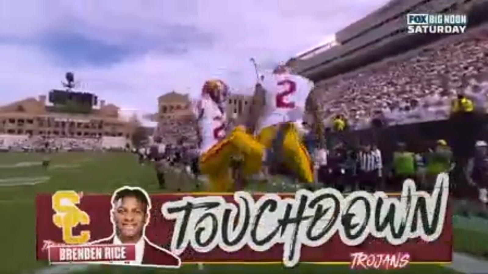 Caleb Williams throws a 26-yard TD to Brenden Rice to extend USC's lead against Colorado