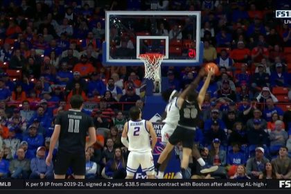 Boise State's O'Mar Stanley comes up with a big block to prevent Nevada from extending the lead