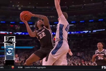 Devin Carter takes it all the way for a crafty layup to extend Providence's lead over Creighton