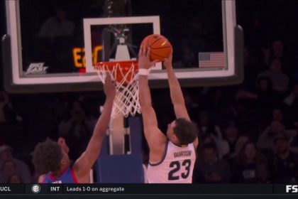 Eric Dixon finds Tyler Burton backdoor for an ELECTRIC two-handed slam to extend Villanova's lead over DePaul